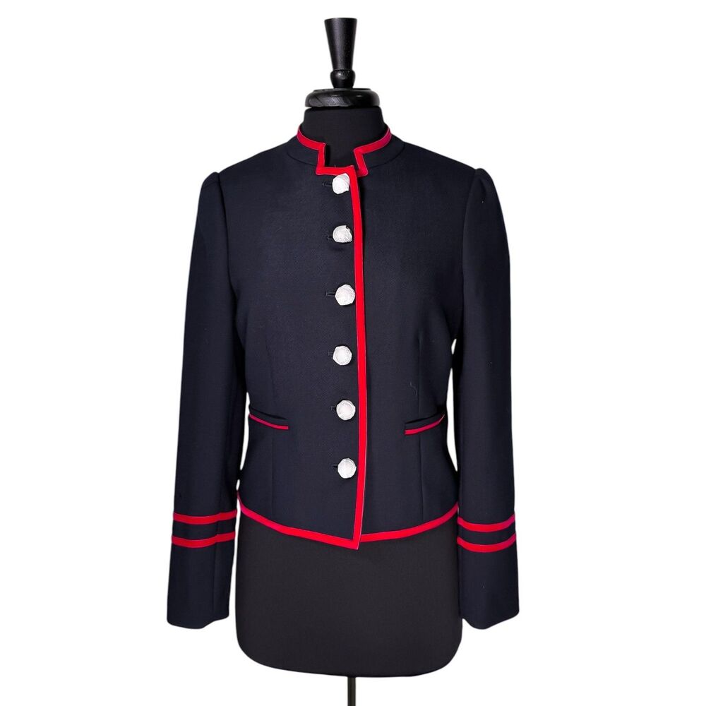 Boden Cambridge Military Jacket Size 6 Navy Velvet Trim Gold Buttons NWT Blazer - Picture 2 of 8